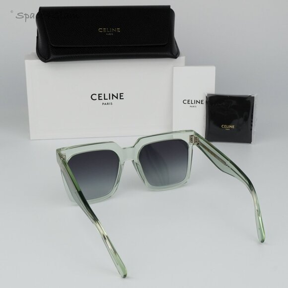 BRAND NEW Celine CL4055IN 93B Transparent Green Gradient Square Women Sunglasses - Picture 5 of 7